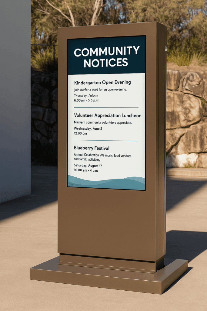 Rockhampton Bronze Digital Display built for use as a weatherproof outdoor kiosk