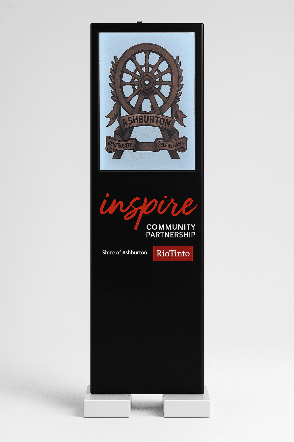 Image of Double-Sided E-Paper Digital Display installed in Tom Price, WA Ashburton Shire Council